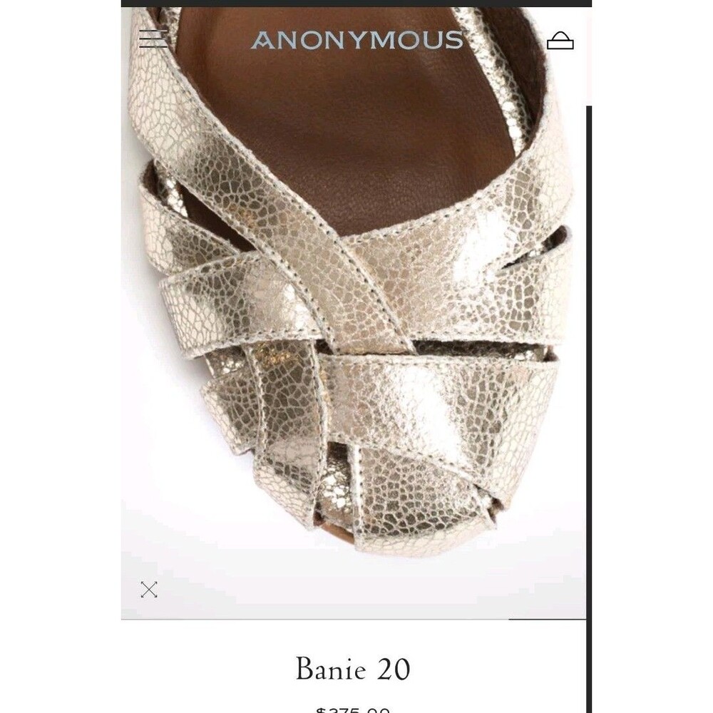 Anonymous Copenhagen Banie Champagne Crackled Metallic Leather Sandal sz8. 53 - Picture 5 of 16